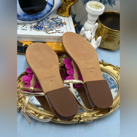 🆕 CHICO'S 🧿 NWOB Sunset Flower Sandal, Pink Hand Beaded Flower Detail - Sz 9US - Picture 12 of 12